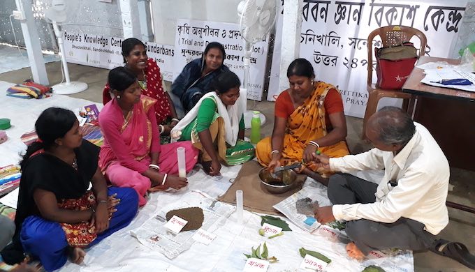Women farmers are being provided training on organic processes at the knowledge centre in Dhuchnikhali in Sundarbans